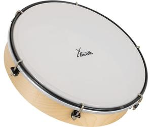 XDrum HTM-10K Tambourin 10" avec Peau Synthétique - Tambourin à Cadre avec Peau en Polyester - Accordable avec 6 Crochets de Tension - Cadre en Érable - Poignée Ergonomique - Naturel
