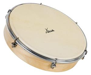 XDrum HTM-12S Tambourin 12" avec Peau Naturelle - Tambourin à Cadre avec Peau Naturelle - Accordable avec 6 Crochets de Tension - Cadre en Érable - Poignée Ergonomique - Naturel