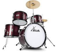 XDrum Junior Pro Batterie Enfant Rouge - adaptée de 5 à 9 ans - Drumset avec accessoires complets - incl. école - Rouge