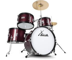 XDrum Junior Pro Batterie Enfant Rouge - adaptée de 5 à 9 ans - Drumset avec accessoires complets - in ole - Rouge