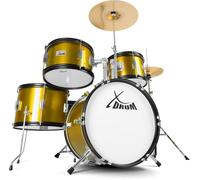 XDrum Junior Pro Batterie Enfant Sunset Gold Sparkle - adaptée de 5 à 9 ans - Drumset avec accessoires complets - incl. école - Orange