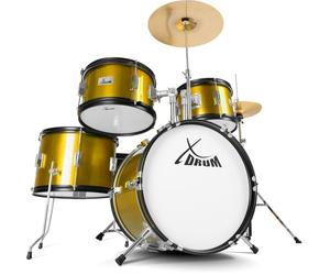 XDrum Junior Pro Batterie Enfant Sunset Gold Sparkle - adaptée de 5 à 9 ans - Drumset avec accessoires complets - in ole - Orange