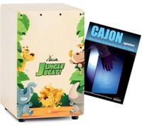 XDrum KC-37JB Set Cajon Enfant - Petit cajon 36 cm pour enfants, snare par cordes accordables, pack économique avec école de cajon débutants - Jungle Beat.