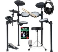 XDrum DD-460C Kit Batterie Électrique Home Set - Batterie électronique compacte - 25 kits et 15 morceaux - Peaux Mesh - Pack économique incluant tabouret, casque, baguettes et méthode - Noir