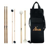 XDrum Orchestra Starter Set, Baguettes, Taille: 5A, Longueur: env. 405 mm | Diamètre: env. 16 mm, Pointe: bois, en forme de goutte, Matériau: érable, Surface antidérapante, Livrées par paire, 5 cm