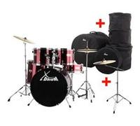 XDrum Semi 20 batterie studio rouge XL SET incl. pied perche cymbale + cymbales crash et housses G