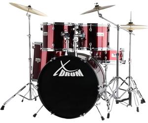 XDrum Semi 22" Standard Batterie Lipstick Red - 22" BD, 12" TT, 13" TT, 16" FT, 14" SD - Set in ymbale Crash 16" et support Galgen - Rouge