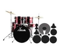 Set de Batterie Acoustique Drum Kit 22'' Percussion Tabouret Support Rouge
