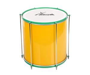 XDrum SSD-1616 Surdo Samba Drum - grosse caisse brésilienne - caisse en aluminium - 6 tirants - taille : 16" x 16" - jaune-vert