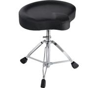 XDrum Tabouret selle, 5 positions réglable, 46-61 cm, noir | Assise rembourrée de 43 cm de large, revêtement en similicuir noir, trépied à double renfort, poids net 4,6 kg
