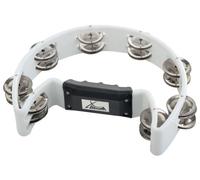 XDrum Tambourin à Main Forme Croissant (Tambourine, 16 paires de jingles en acier chromé, plastique) blanc