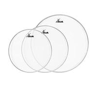 XDrum Transparent SET 12" 13" 16", 16", son ouvert avec attaque marquée | peau simple couche, transparente, set avec 12", 1x peau XDrum 12" transparente, 1x peau XDrum 13" transparente
