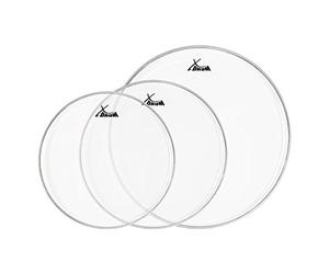 XDrum Transparent SET 12" 13" 16", 16", son ouvert avec attaque marquée | peau simple couche, transparente, set avec 12", 1x peau XDrum 12" transparente, 1x peau XDrum 13" transparente