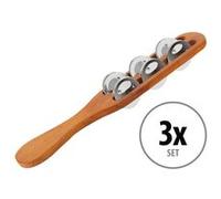 XDrum TS-1 bâton tambourin bois nature set de 3