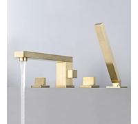 XDSMB Robinet Baignoire avec Douchette Double Poignée Mitigeur Douche Sur Baignoire 2 Modes Robinet Salle de Bain Rotation 360°,Or Brossé