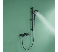 XDSMB Robinet de Baignoire Mural avec Douchette 2 Trous Mitigeur Cascade Baignoire Monocommande,noir