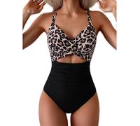 XDSP Maillot de Bain Femme 1 Pièces Bain Slim Grande Taille Bikini athlétique Maillot Monokinis D'été Sexy Dos Découvert Col en U Swimsuit Elégant Swimwear Plage Océan Surf Plongeon