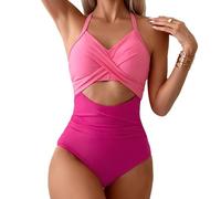 XDSP Maillot de Bain Femme 1 Pièces Bain Slim Grande Taille Bikini athlétique Maillot Monokinis D'été Sexy Dos Découvert Col en U Swimsuit Elégant Swimwear Plage Océan Surf Plongeon