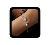 Xduargs Bracelet bohème mauvais œil avec chaîne d'esclave aux yeux bleus clairs, bracelet vintage œil de démon réglable pour femme, Zinc