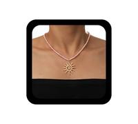 Xduargs Grand collier avec pendentif soleil - Chaîne dorée - Spirale - Soleil céleste - Bijoux pour femme