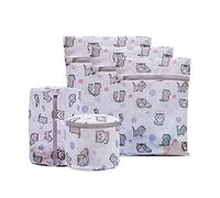 Xducom Lot de 5 sacs à linge en maille délicate pour machine à laver, sacs de lavage avec imprimé chat, sacs à vêtements pour linge, sac de rangement de voyage (5 ensembles, chat)