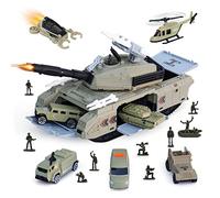 XDUOYJOY Ensemble de jouets de réservoir militaire, jouets de l'armée avec 7 véhicules et 10 hommes de l'armée