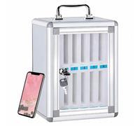 XDXINY Armoire à téléphone portable 12/24/36/48/60 compartiments avec poignée de transport, serrure, en aluminium pour montage mural ou sur bureau - Boîte de gestion adaptée pour école, bureaux