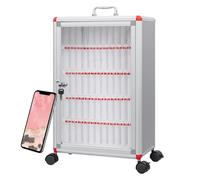 XDXINY Armoire de rangement pour téléphone portable avec poignée de transport, serrure, montage mural en aluminium ou boîte de gestion de bureau, convient pour l'école, le bureau, argenté C, 60 fentes