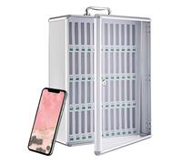 XDXINY Armoire portable 12/24/36/48/60 compartiments pour téléphone portable avec poignée de transport, serrure, en aluminium pour montage mural ou sur bureau Idéal pour école, bureaux (Couleur argent