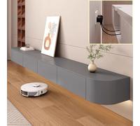 XDXINY Console multimédia TV flottante - Meuble TV mural - Grand banc de rangement sous TV - Meuble bas avec tiroirs et support de routeur (gris, 120 x 20 x 24 cm)