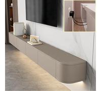 XDXINY Console multimédia TV flottante - Meuble TV mural - Grand banc de rangement sous TV - Meuble bas avec tiroirs et support de routeur (kaki, 280 x 20 x 24 cm)