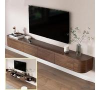 XDXINY Console multimédia TV Meuble TV flottant Meuble TV mural Multi Grand rangement Banc TV Sous TV Meuble bas avec tiroirs Support routeur (BrownB, 180 * 20 * 30CM)