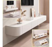 XDXINY Meuble TV suspendu en bois massif pour salon, maison, table basse, meuble TV de 140, 160, 180, 200, 220, 240 cm, plusieurs tailles disponibles (Blanc, 220 x 20 x 24 cm)