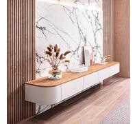 XDXINY Meuble TV suspendu en bois massif pour salon, maison, table basse, support TV 140, 160, 180, 200, 220, 240 cm, plusieurs tailles (Blanc-Marron, 200 x 20 x 24 cm)