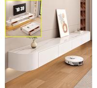 XDXINY Meuble TV suspendu en bois massif pour salon, maison, table basse suspendue, support TV 140, 160, 180, 200, 220, 240 cm, plusieurs tailles (blanc roche, 300 x 20 x 24 cm)