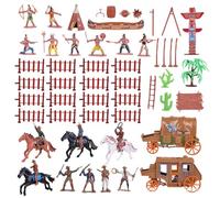Xdyyjrasa Ensemble de Jeu de Figurines amérindiennes Cowboys - Ensemble Jouets du Far West avec des modèles détaillés pour Un Jeu créatif et la Construction scènes