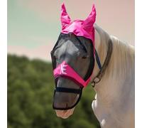 XE Masque Anti-Mouches pour Chevaux avec Oreilles - Masque Complet en Maille Respirante pour Le Visage et Le Nez pour Protection UV et Mouche Equine (Full Pink Mask, Extra Full (XL))