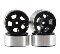 XEBRAD 4 pièces, for Hot Wheels, Jantes à Billes en métal de 1,0 Pouce, pneus 1/24 RC Crawler RC Car, for Axial, SCX24 90081, for RGT,(2403BK Black)