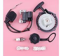 XEBRAD Bobine d'allumage de corde démarreur à recul, bouchon réservoir carburant, pièce moteur débroussailleuse 2 temps, for Robin, NB411 CG411 Unité de démarrage