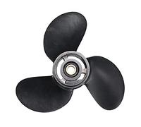 XEBRAD For Tohatsu, for Nissan 8-9.8HP 3B2W64517-1 8.5X9 hélice hors-bord bateau en alliage d'aluminium 3 lames noir 12 dents cannelées Pale d'hélice hors-bord marine
