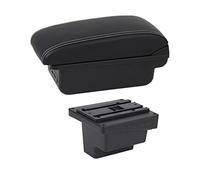 XEBRAD for VW, for, boîte d'accoudoir en Cuir, Repose-Bras, Console Centrale, Support de Verre, Chargement USB, Accessoire de Voiture, boîte d'accoudoir Accoudoir de Voiture(Black C1 White Line)
