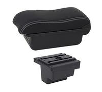 XEBRAD for VW, for, boîte d'accoudoir en Cuir, Repose-Bras, Console Centrale, Support de Verre, Chargement USB, Accessoire de Voiture, boîte d'accoudoir Accoudoir de Voiture(Black C2 White Line)