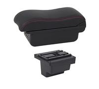 XEBRAD for VW, for, boîte d'accoudoir en Cuir, Repose-Bras, Console Centrale, Support de Verre, Chargement USB, Accessoire de Voiture, boîte d'accoudoir Accoudoir de Voiture(Black C2 Red Line)