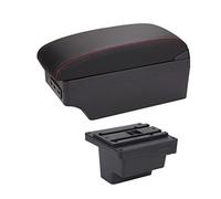 XEBRAD for VW, for, boîte d'accoudoir en Cuir, Repose-Bras, Console Centrale, Support de Verre, Chargement USB, Accessoire de Voiture, boîte d'accoudoir Accoudoir de Voiture(Black E Red Line)