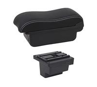 XEBRAD for VW, for, boîte d'accoudoir en Cuir, Repose-Bras, Console Centrale, Support de Verre, Chargement USB, Accessoire de Voiture, boîte d'accoudoir Accoudoir de Voiture(Black B2 White Line)