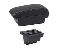 XEBRAD for VW, for, boîte d'accoudoir en Cuir, Repose-Bras, Console Centrale, Support de Verre, Chargement USB, Accessoire de Voiture, boîte d'accoudoir Accoudoir de Voiture(Black B1 White Line)