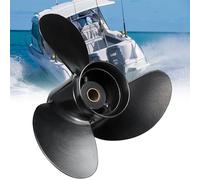 XEBRAD Hélice hors-bord 3B2W64517-1 8.5X9 bateau, for Tohatsu, for Nissan- 8-9.8HP en alliage d'aluminium 3 pales noires 12 dents cannelées Pale d'hélice hors-bord marine