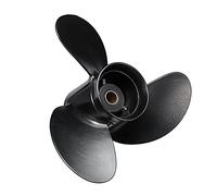 XEBRAD Hélice hors-bord de bateau 8,5 x 9, for Tohatsu, for Nissan 8-9, HP 3B2W64517-1 en alliage d'aluminium noir 3 lames 12 dents cannelées Pale d'hélice hors-bord marine