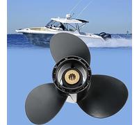 XEBRAD Hélice hors-bord de bateau en aluminium 58100-93743-019, for Suzuki, 9.9-15Hp 1/4X11 alliage d'aluminium noir 3 lames 10 dents cannelées Pale d'hélice hors-bord marine