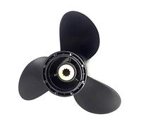 XEBRAD Hélice hors-bord de bateau en aluminium noir, 3 pales, 10 dents cannelées, Rotation R, for Suzuki, 9.9-15HP Pale d'hélice hors-bord marine